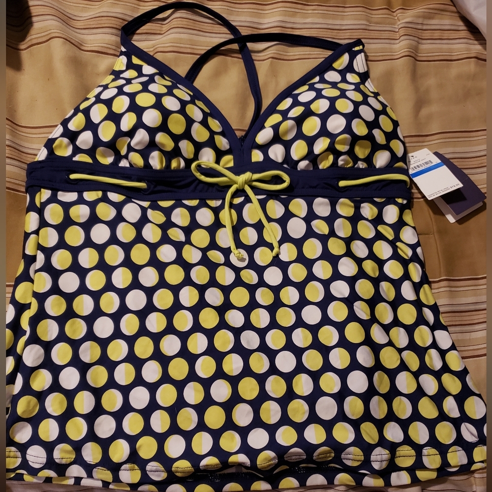 Bathing Suit Top Size XL (Junior) Brand JAG Colors: Navy, Yellow, and White